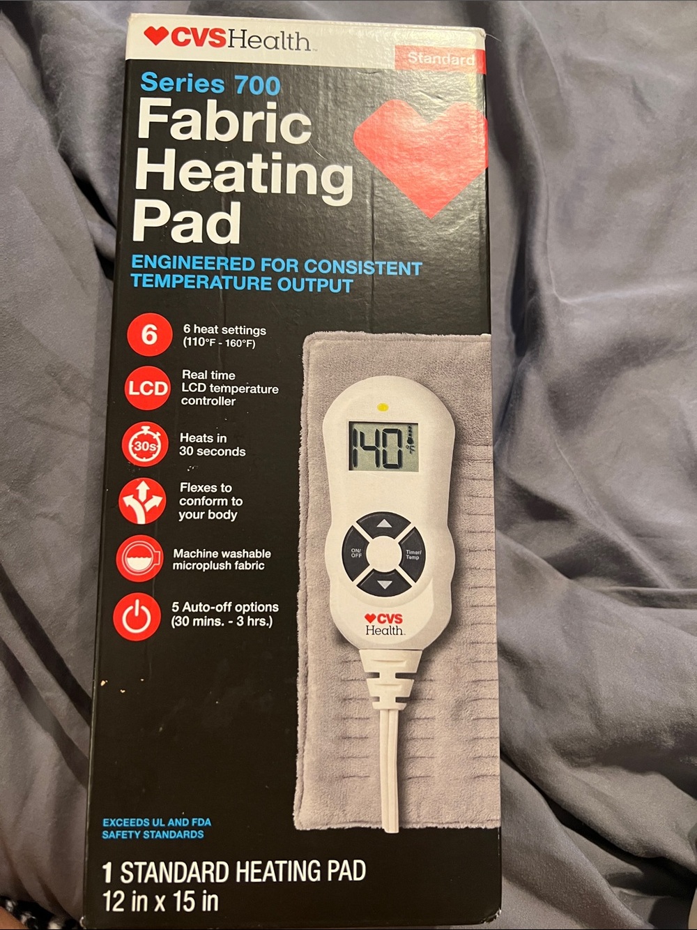 CVS Health Series 700 Gray Fabric Heating Pad - Standard 12 x 15 in